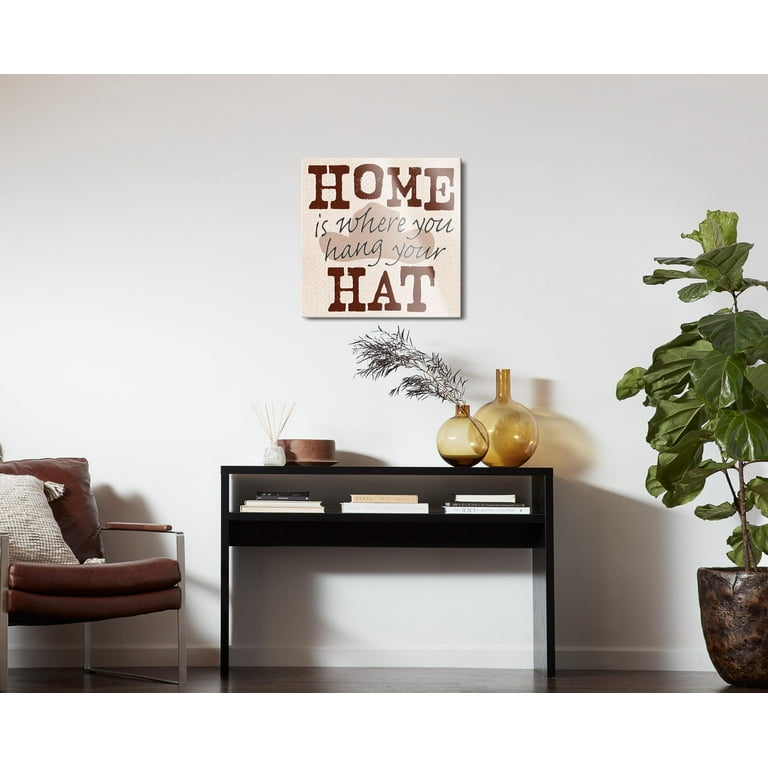 Home Hang Your Hat Tan Burlap Cowboy Hat 24 x 24 Glass Wall