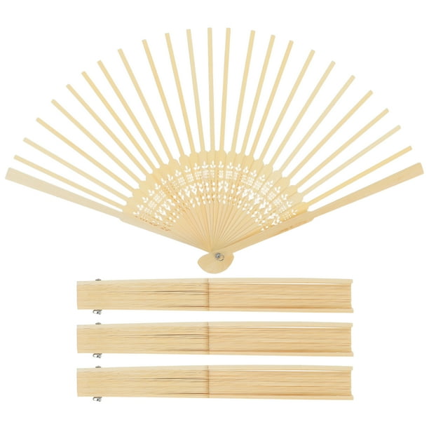 4 unidades de armazón de abanico sin terminar: Armazón de abanico plegable de bambú para manualidades, estilo japonés, ideal para bodas, fiestas y decoración del hogar, color beige.