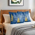 thumbnail image 6 of Pillow Covers 18x18 Set of 2, Blue Christmas Tree Throw Pillow Covers Decorative Couch Cushion Cover, Blue Golden Xmas Tree Snowflake Winter Microfiber Soft Pillowcases for Bedroom Living Room Sofa, 6 of 9