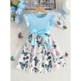 thumbnail image 3 of WIBACKER Toddler and Little Girls Ruffle Short Sleeve Dress Butterfly Kids Summer Sundress with Belt, 3 of 8