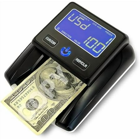 K630-B Portable Counterfeit Bill Detector for USD, 5 Detection Features UV, IR, MG, IR, Paper Quality & Size, Includes Rechargeable Battery$$Office