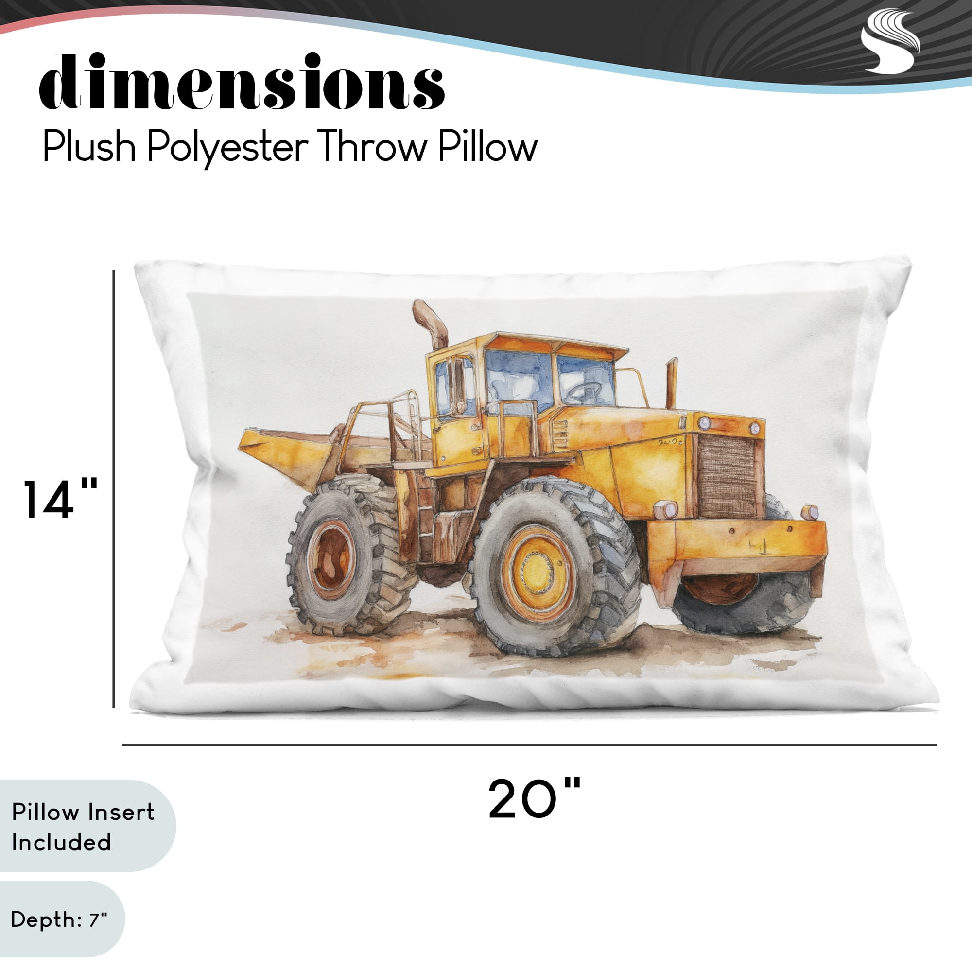 Stupell Industries Construction Truck Whimsicality Decorative Printed Throw Pillow, design by Steve Hunziker
