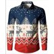 thumbnail image 1 of Camisa para hombre con copos de nieve y cuello abatible, manga larga, estampado HD de Papá Noel rojo, cómoda y suave, 2024, 1 of 6