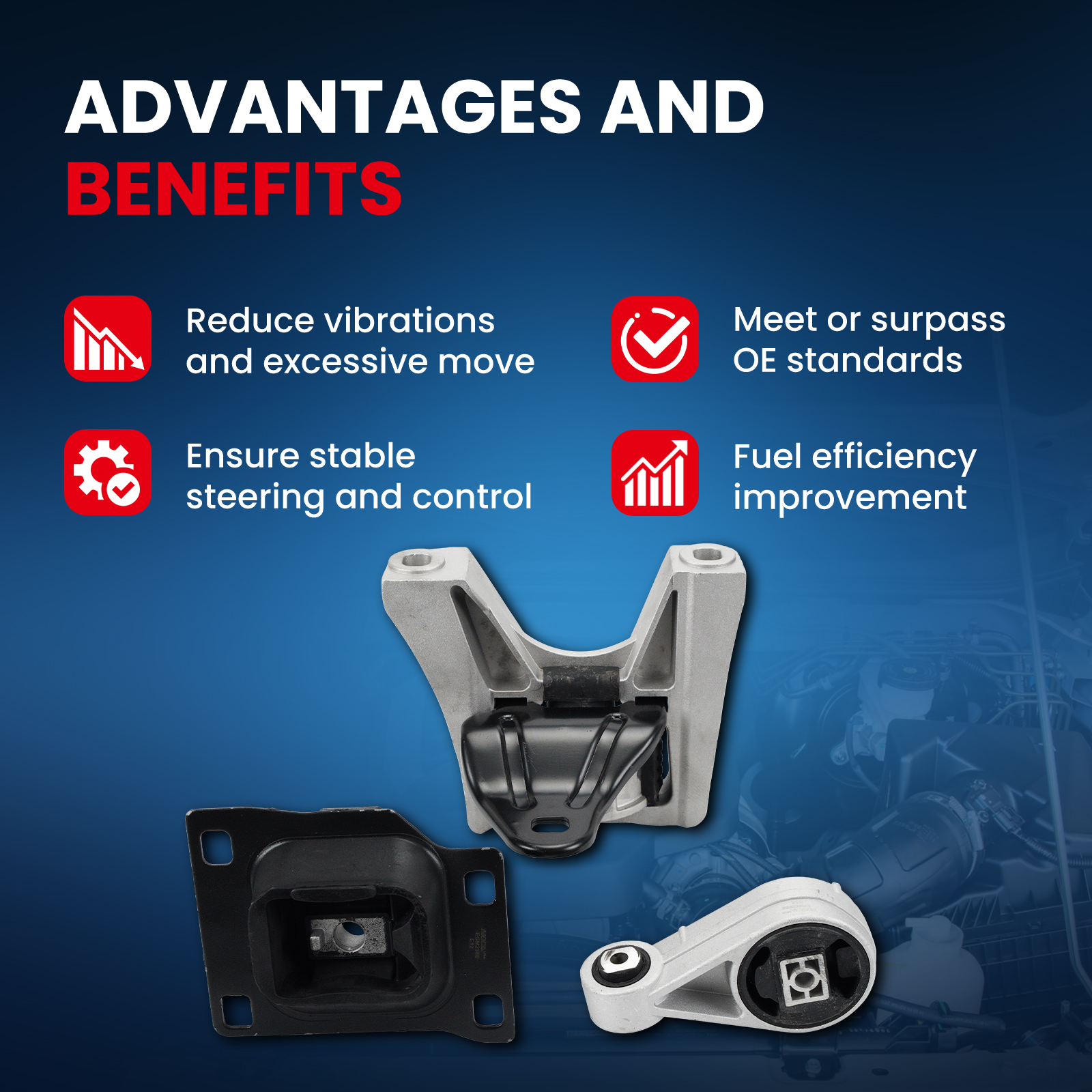MOCA AUTOPARTS Engine Motor and Transmission Mount Kit Fit for 2010-2013 Ford Transit Connect 2.0L