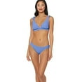 thumbnail image 3 of JESSICA SIMPSON Women's Blue Stretch Smocked Removable Cups Lined Deep V Neck Tie Swimsuit Top M, 3 of 4