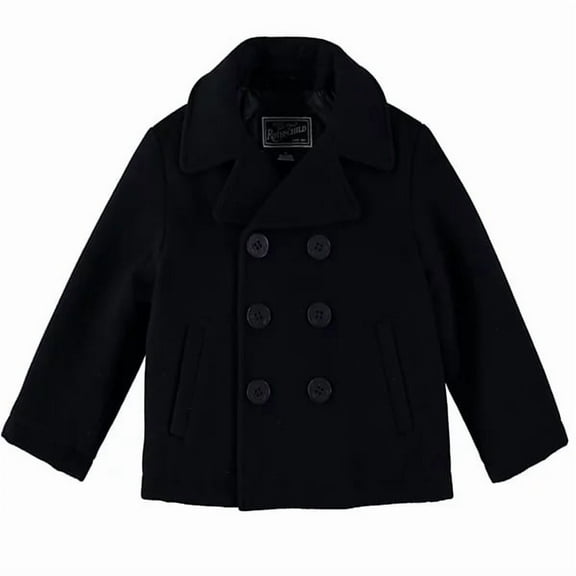 S Rothchild & Co BLACK Big Boys Double Breasted Peacoat, US Medium