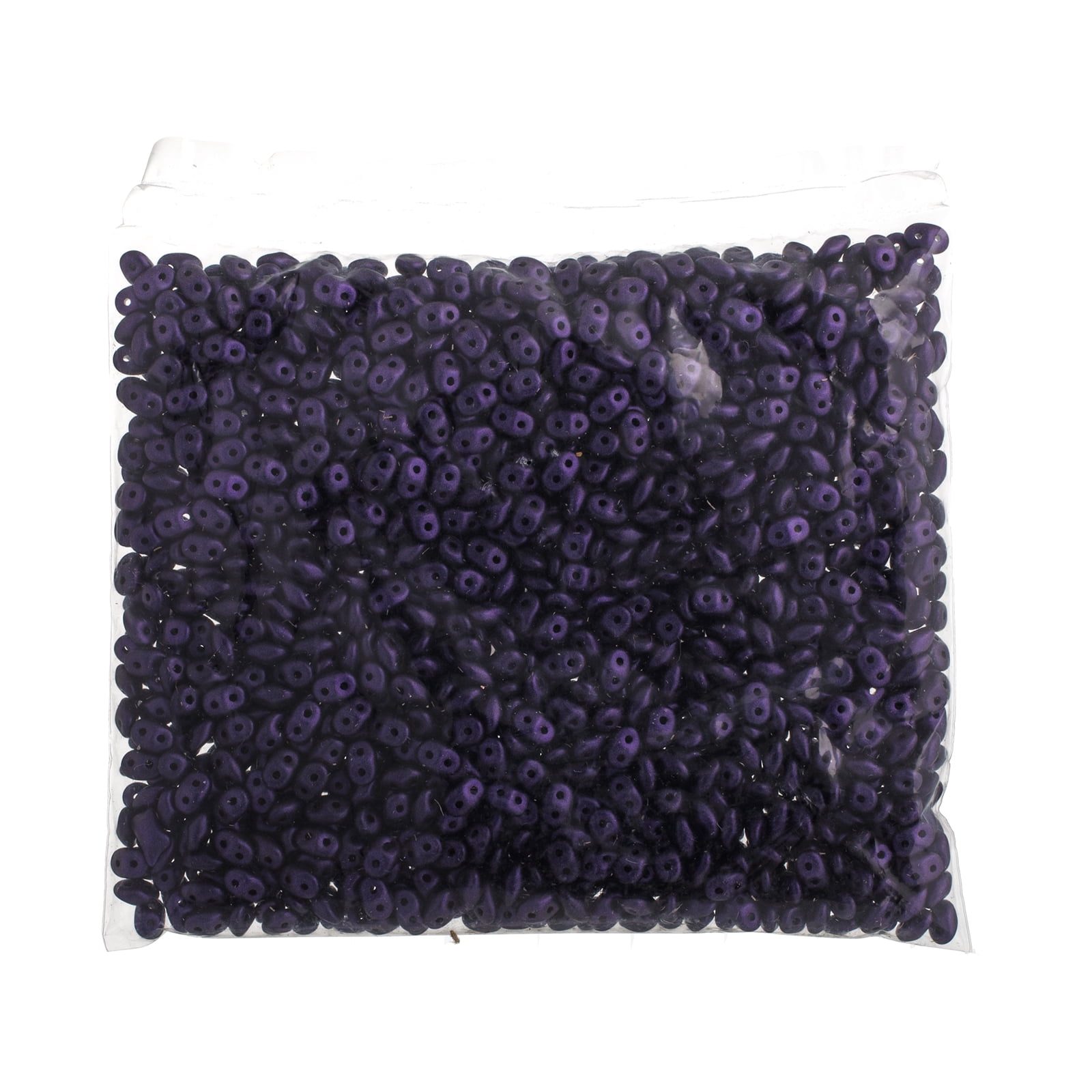 John Bead 100g Czech Glass Superduo 2-Hole Beads 2.5x5mm Jet Metallic Suede Purple
