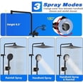 thumbnail image 4 of 8" Rain Shower Head with Handheld Dual Filtered Showerhead for Hard Water Matte Black Rainfall Shower Head with 10 Setting Handheld Built-in 2 Power Wash +12" Shower Extension Arm,79" Hose & 4 Hooks, 4 of 5