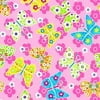 Creative Cuts Cotton 44" wide, 2 yard cut fabric - Butterfly Print, Pink