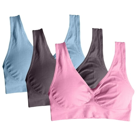 Quealent 3 Pack Maternity Nursing Sleep Bra Breastfeeding Cotton Bralette (Pink XXL)