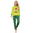 thumbnail image 2 of Matching Family Christmas Pajamas, Green Print Long Sleeve Tops with Pants, Holiday Sleepwear for Women Men and Family, 2 of 6