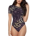 thumbnail image 1 of Kdxio Dé Imprimé Justaucorps à Manches Courtes pour Femmes Col Rond Modal Doux Confortable Ajusté Aguichant Top-TTG, 1 of 7