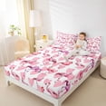 thumbnail image 4 of Homewish Tropical Animal Flamingo Bed Sheets,Kawaii Lovea Pattern King Sheets,Pink White Sheet Set For Girls Teens,Breathable Home Decor,4pcs, 4 of 7