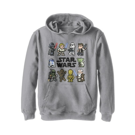 Boy's Star Wars Pixel Character Square Pull Over Hoodie Athletic Heather X Large