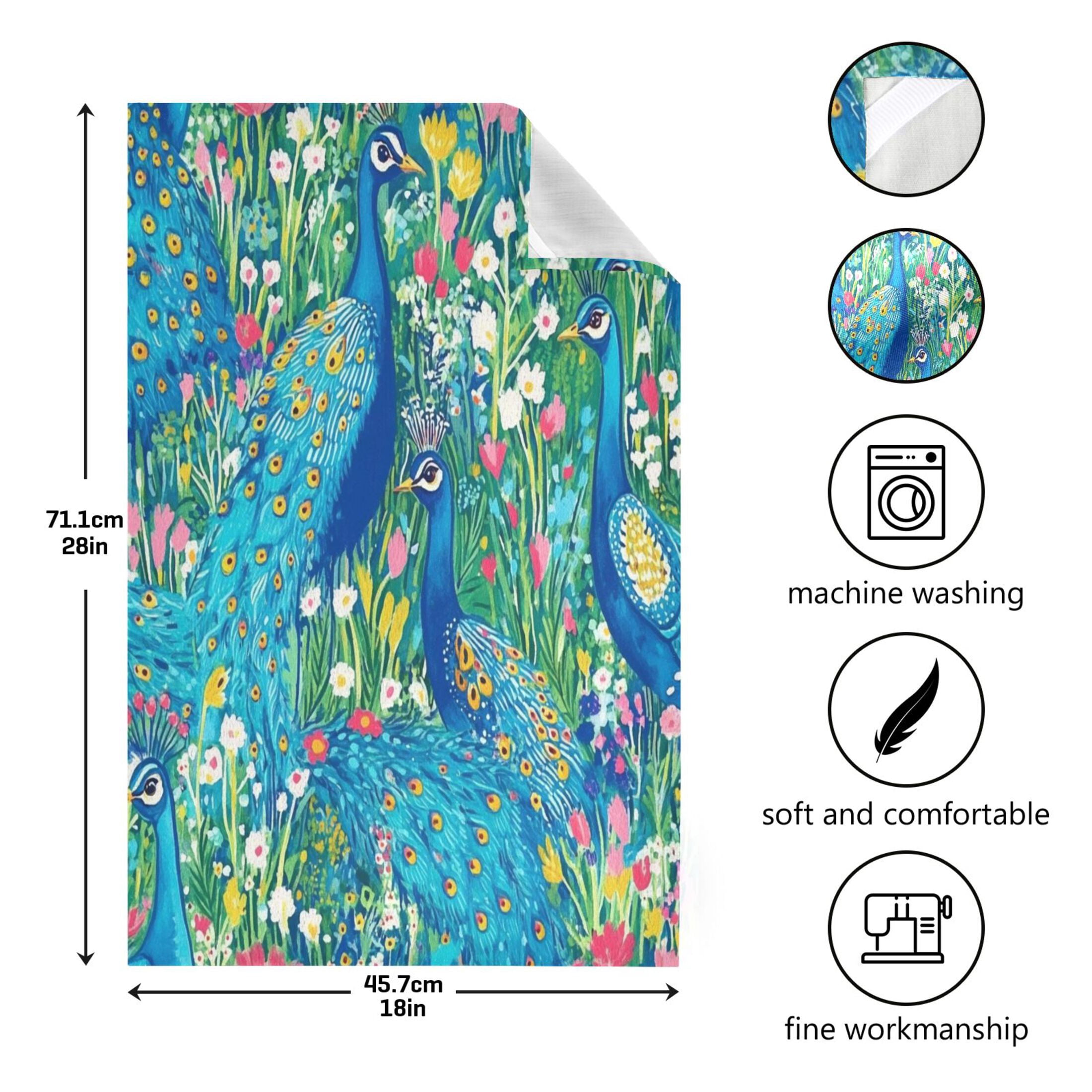 Regal Peacocks Kitchen Towels 6-Piece Pack Tea Towels for Kitchen Decorative Waffle Design 28x18in