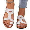 thumbnail image 3 of Braided Sandals for Women, Strappy Sandals for Women, Womens Strappy Sandals, Sandals Woman, Women's Cross Strappy Leather Flats Sandal Cute Dressy Toe Ring Open Toe Slip On Slide Sandals, White 9, 3 of 7