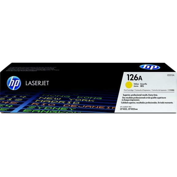 HP 126A Yellow Original LaserJet Toner Cartridge, ~1,000 pages, CE312A. Sold without manufacturer warranty