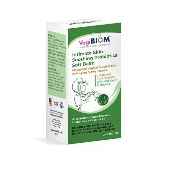 Biom Probiotics Intimate Skin Soothing Soft Vaginal Balm Moisturizer Adults, Feminine Care 2 oz