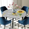 thumbnail image 5 of Elastic Fitted Round Tablecloth, Sunflower Waterproof Stretch Table Cover for 55"-60" Tables, Vintage Botanical Washable Outdoor Tablecloths for Patio, Picnic, Camping, 5 of 9