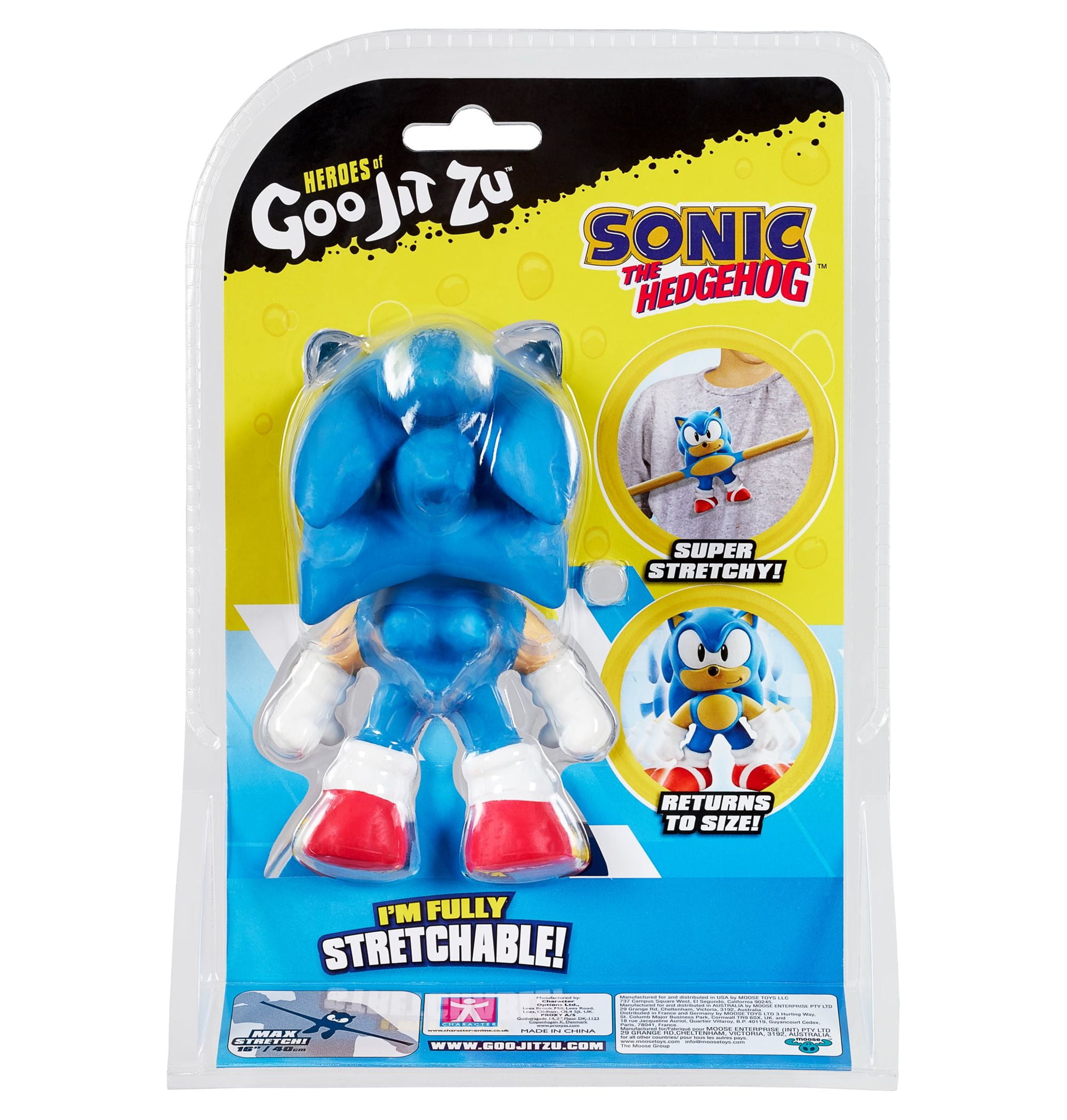 Character Options 07920 Classic Sonic The Hedgehog Stretch Hero Pack.  Filled with Gold Rings. Super Stretchy Fun,5+Years