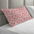 thumbnail image 2 of Snowflake Quilted Pillowcover, Stars 7 Pointed Stars and Dots Pattern Abstract Motifs New Year Illustration, Standard King Size Accent Pillow Cover for Bedroom, 36" x 20", Red White, by Ambesonne, 2 of 2