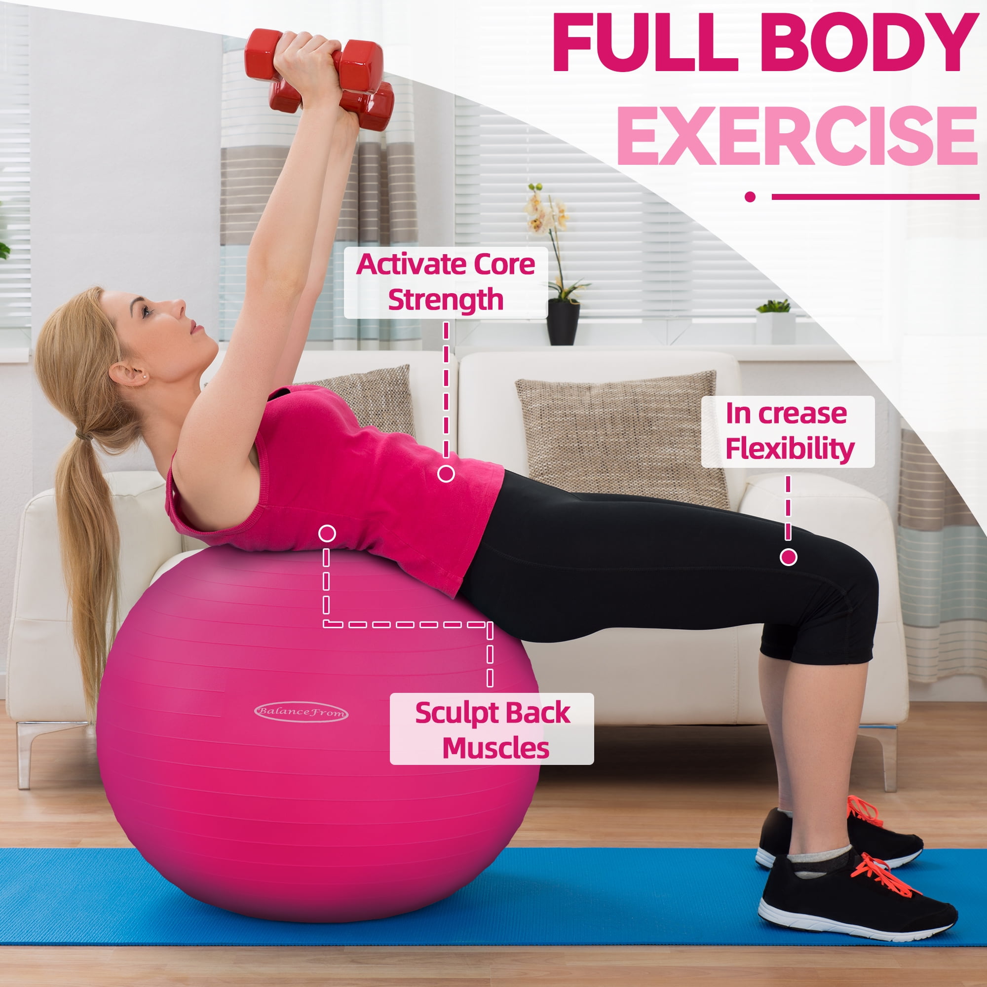 BalanceFrom Anti-Burst Exercise Ball, 2000 lbs Stability