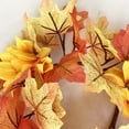 thumbnail image 4 of JeashCHAT Fall Candle Ring Wreath Autumn Maple Leaves Pumpkins Berries Candle Holder Rings Mini Wreaths Decorations for Table Centerpieces Halloween Thanksgiving Christmas Home Kitchen Decor, 4 of 6