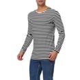 thumbnail image 4 of CAMISETA DE HOMBRE INSPIRE CHIC de Rayas con Cuello Redondo y Manga Larga Top de Pullover 50 Blanco Negro, 4 of 7