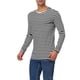 thumbnail image 4 of Camiseta de hombre de rayas Inspire Chic, cuello redondo, de manga larga, pulóver, 42, blanca y negra, 4 of 7