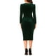 thumbnail image 3 of INSPIRE CHIC Vestidos de terciopelo de sirena elegantes para mujeres, vestido midi ajustado de cóctel para fiesta de noche, cuello cuadrado, color verde oscuro, 3 of 6