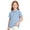 Blue-#003, variant on Polo Shirts for Girls Plaid Print Color Block Button Closure Short Sleeve Loose Fit Casual Tops