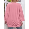 thumbnail image 4 of Eytino Women's Plus Size Kimono Cardigans Long Sleeve Loose Open Front Casual Blouse Tops 4X Pink, 4 of 6