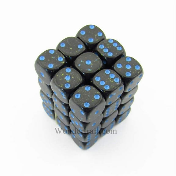 Blue Stars Speckled D6 Dice with Blue Pips 12mm (1/2in) Pack of 36 Dice Chessex