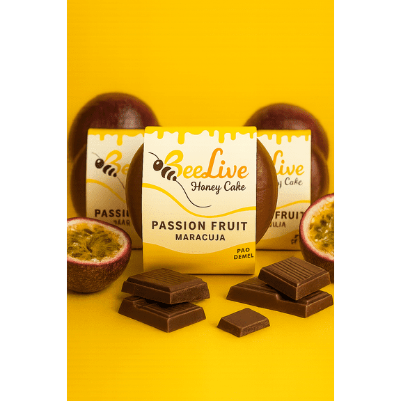 Bee Live Pao de Mel Brasileiro Caseiro Brazilian Honey Cake Made Fresh Brigadeiro Flavor Pack Of 3 (360g) 12.7oz) (Passion fruit)