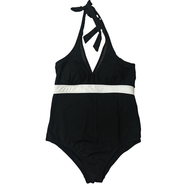 Liz Claiborne - Womens Liz Claiborne Black White Accent One Piece ...