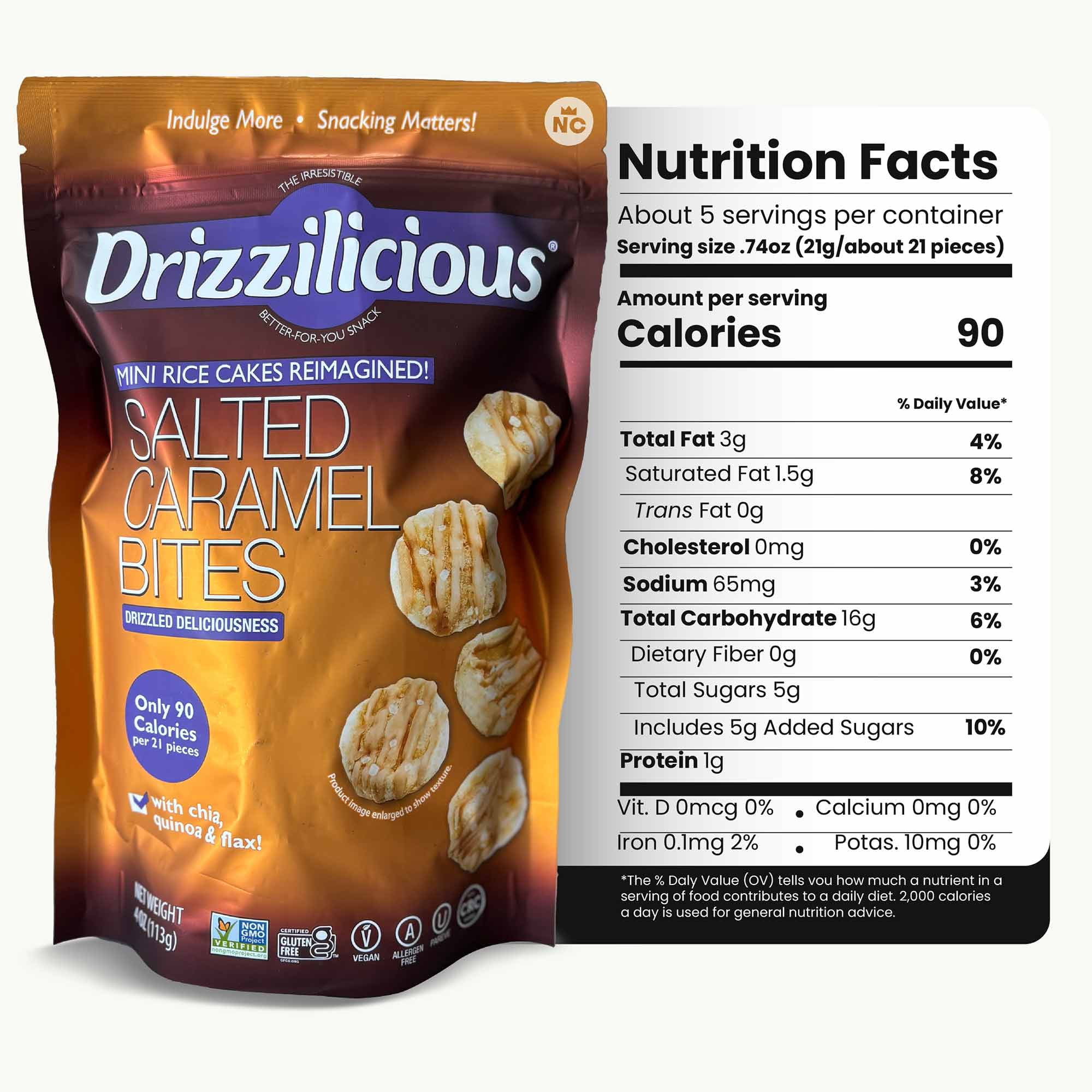 Herr's Baked Potato Crisps (3, 7oz bags) - Original - Sour Cream Onion - Cheddar Sour Cream - Salted Caramel Bites Mini Rice Cakes (4oz) - 4 Items