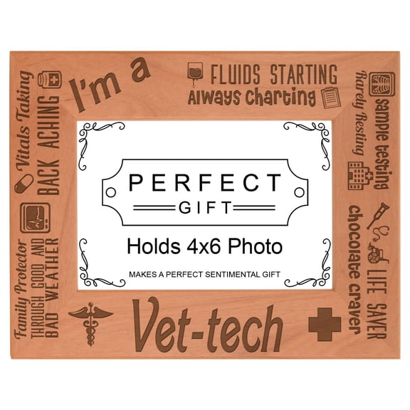 ThisWear Vet-Tech Gifts for Women I'm a Vet-Tech Essential Attributes Wood Laser Engraved Landscape 4x6 Picture Frame