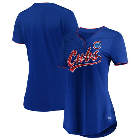 Women's Majestic Royal Chicago Cubs Memorable Season TX3 Cool Fabric V-Neck (Best Photos Of Chicago)