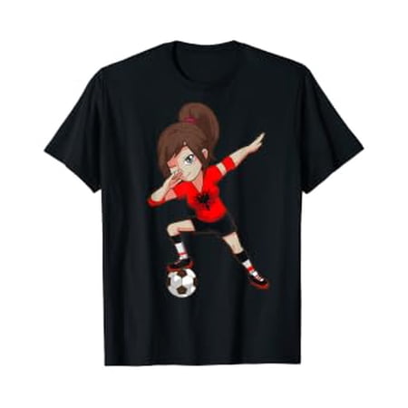 Soccer Fan Albania Albanian Flag Girl T-Shirt, Vintage Birthday Gift