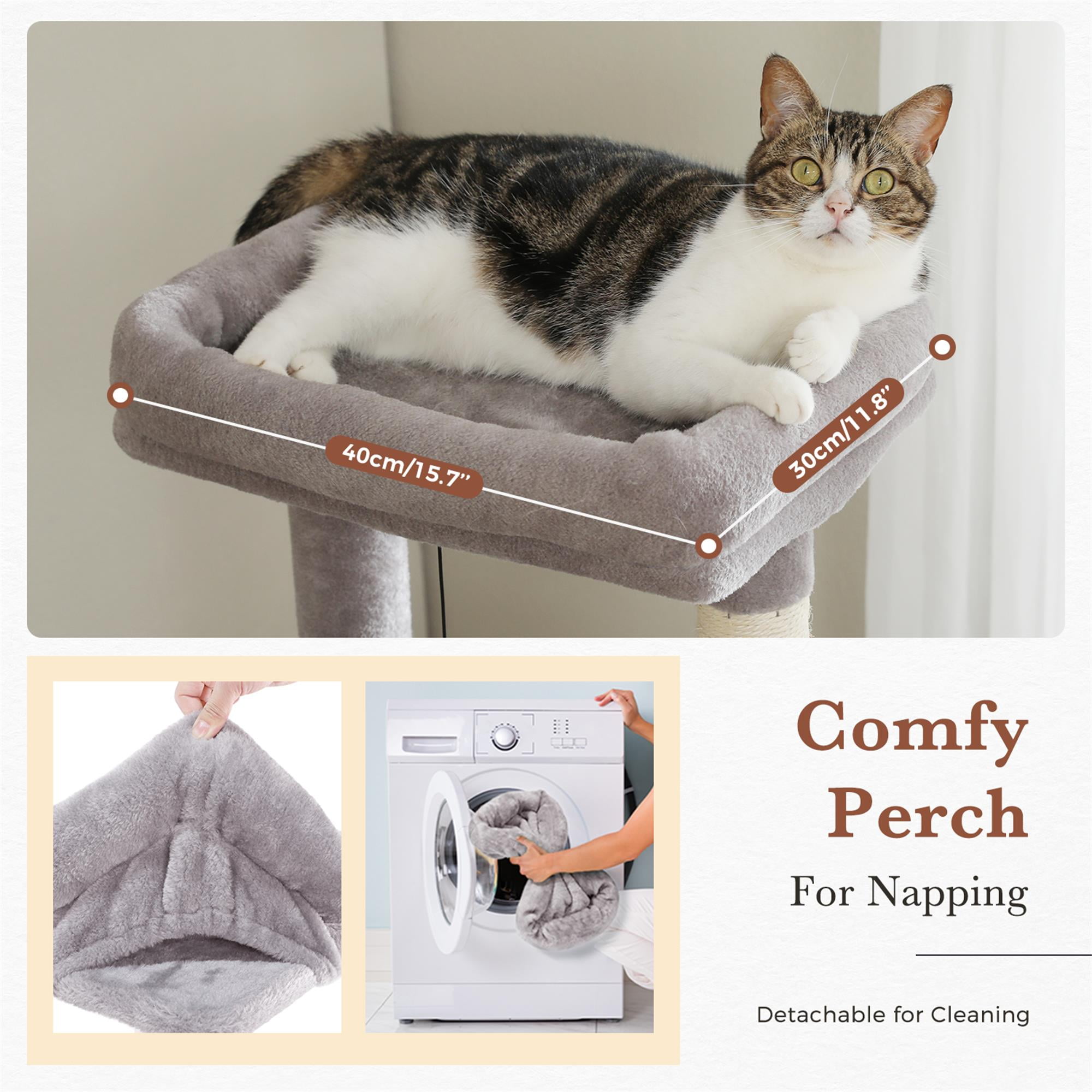 Kadyn 61" Cat Tree Tower for Indoor Cats with Platform and Scratching Posts, Cat Condo Cat Tree House in Pet Supplies, Gray