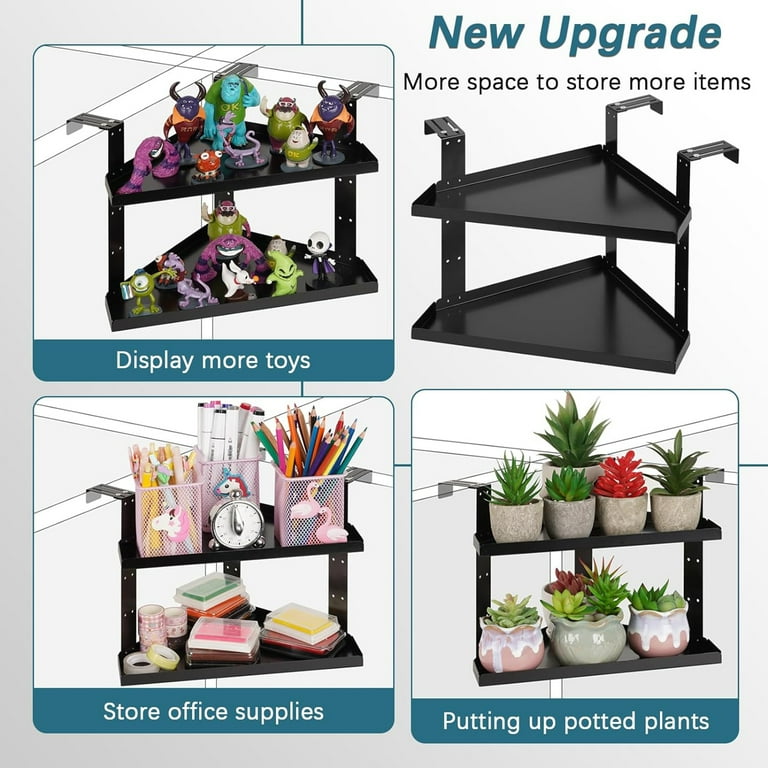 Tandefio Office Cubicle Shelf 24" Hanging Cubicle Storage Organizer File Hanging Shelf Accessories Storage Organizer Bookshelf With Hooks For Home Desk, Black