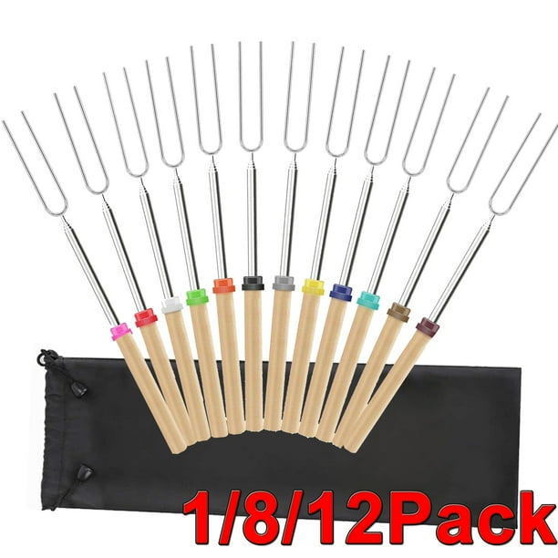 LUXIF Marshmallow Roasting Sticks,32 Inch Extendable Barbecue Forks