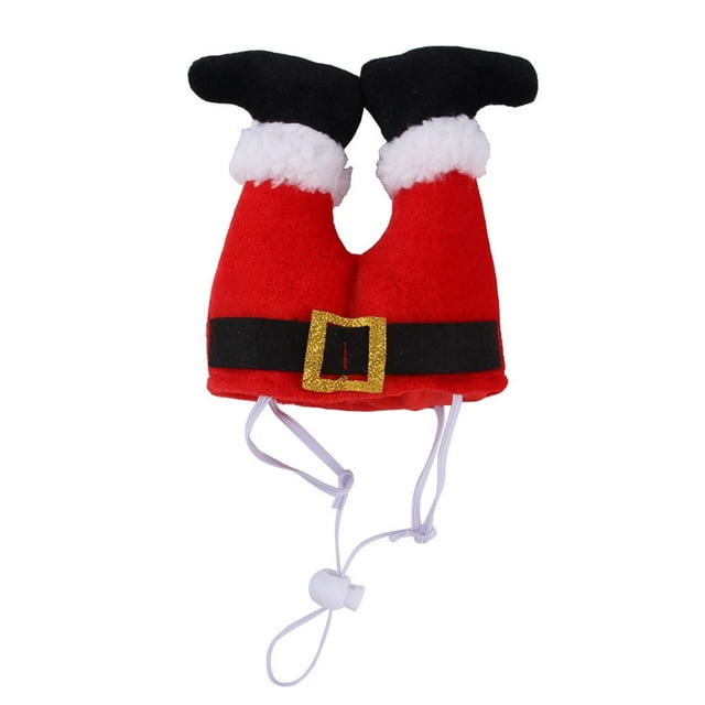 Pet Party Dog Cat Caps Christmas Flannelette With Windproof String Design Elastic Band Cute Red Hat