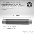 thumbnail image 4 of Ironwerks Designs 3/4"x 12" Industrial Dcor Iron Pipe Fittings - Threaded Pipe Nipple, Black Pipe Shelving Industrial Table Legs - [10 Pack], 4 of 8