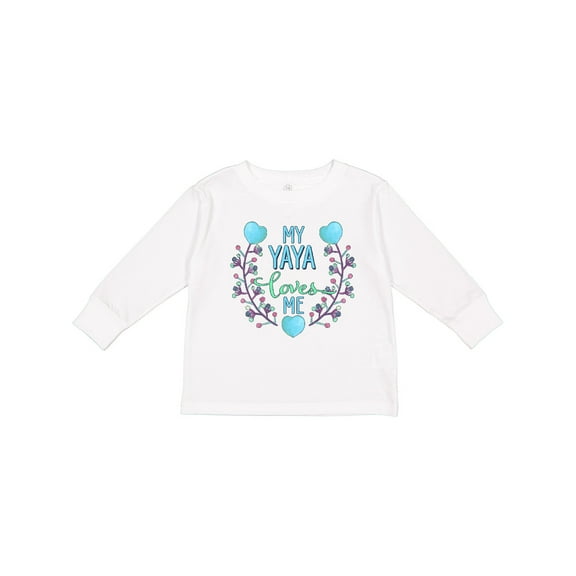 Inktastic My Yaya Loves Me with Hearts and Flowers Boys or Girls Long Sleeve Toddler T-Shirt