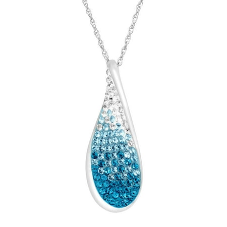 - Wave Pendant Necklace with Ombr? Swarovski Crystals in Sterling Silver