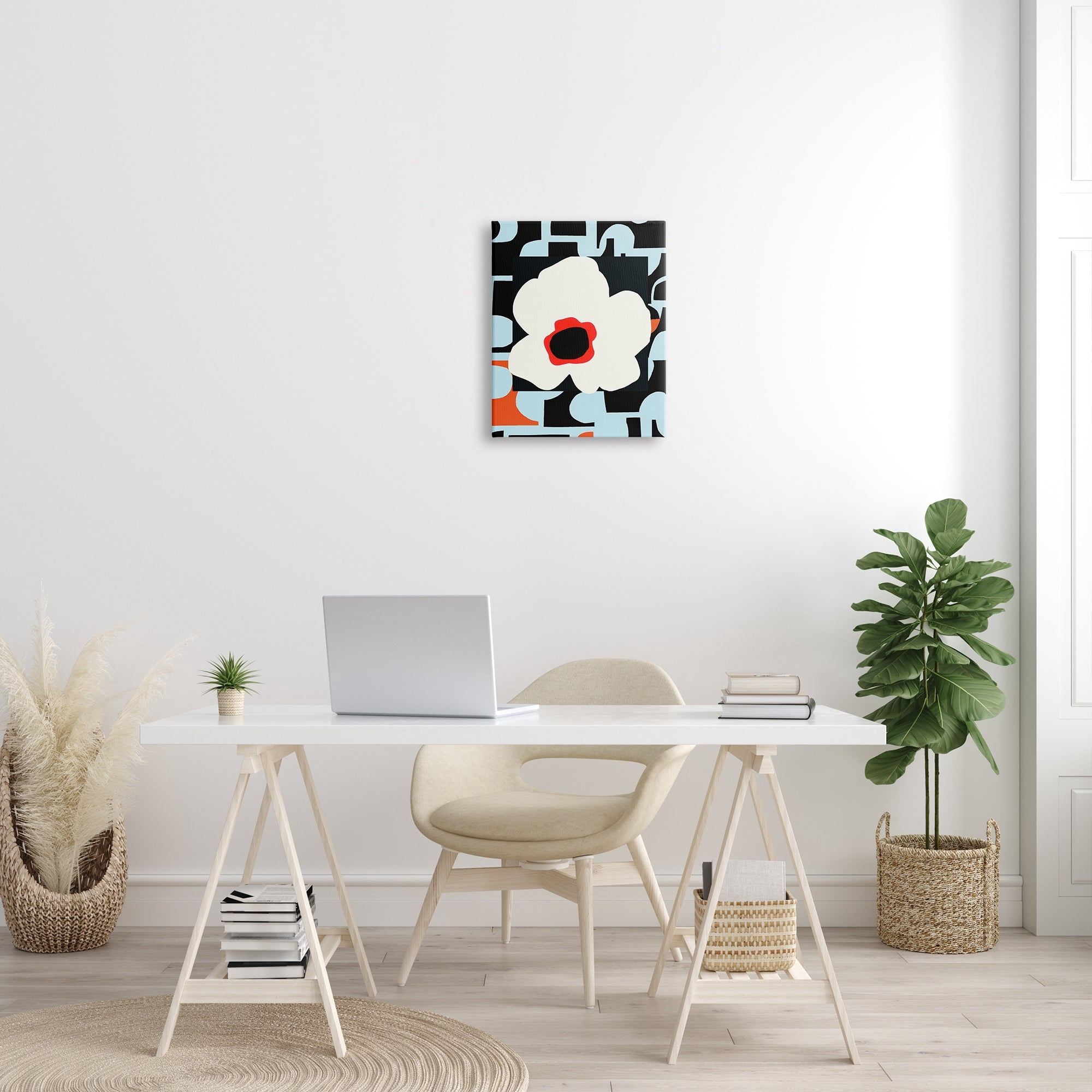 Stupell Industries Retro Floral Shapes Abstract Geometric Petals Silhouette Graphic Art Gallery Wrapped Canvas Print Wall Art, Design by Deborah Velasquez