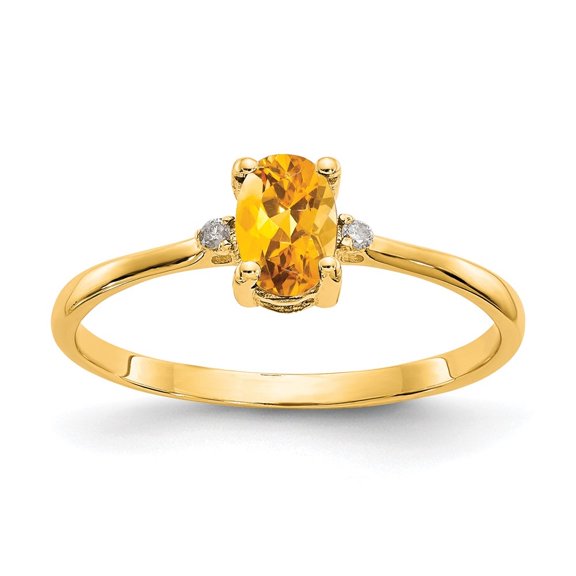 Auriga Fine Jewelry 14K Yellow Gold Diamond & Citrine Birthstone Ring for Women Size- 6