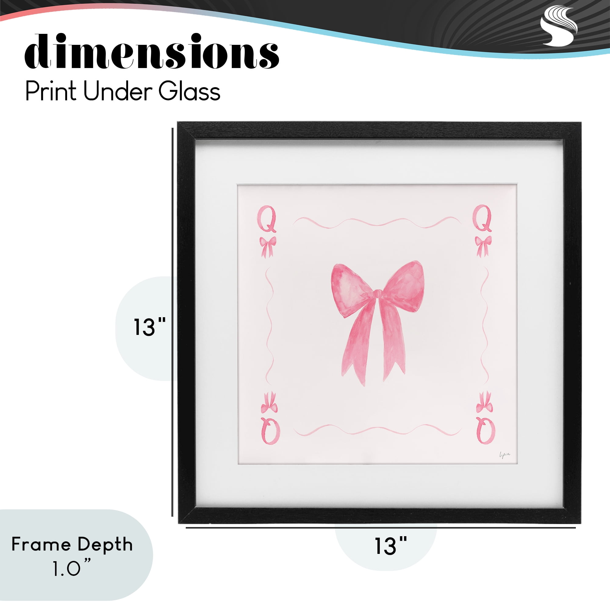 Stupell Industries Queen of Ribbons Card Black Framed Print Under Glass, design by Lucille Price