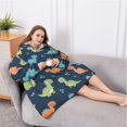 thumbnail image 5 of Oversized Wearable Blanket Hoodie,Colorful Dinosaur Pattern Sherpa Blanket Hoodie with Super Pockets,Super Warm Fuzzy Pullover for Women & Men, 5 of 6